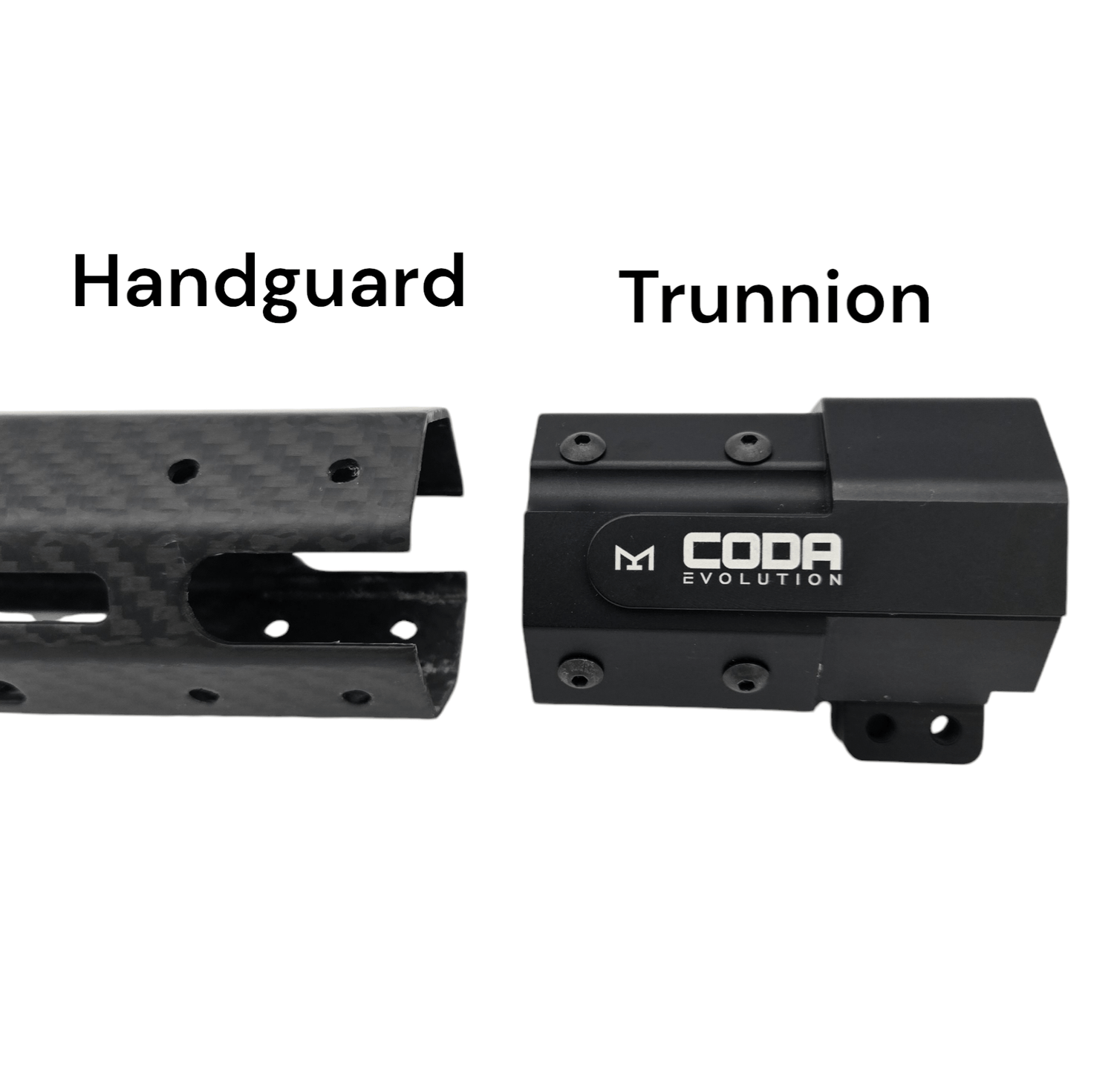 Coda Evolution handguard and trunnion components for firearm customization