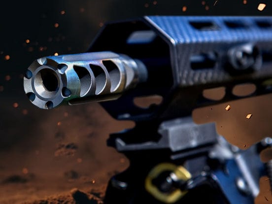 Close-up of a precision gun barrel showcasing design and craftsmanship details